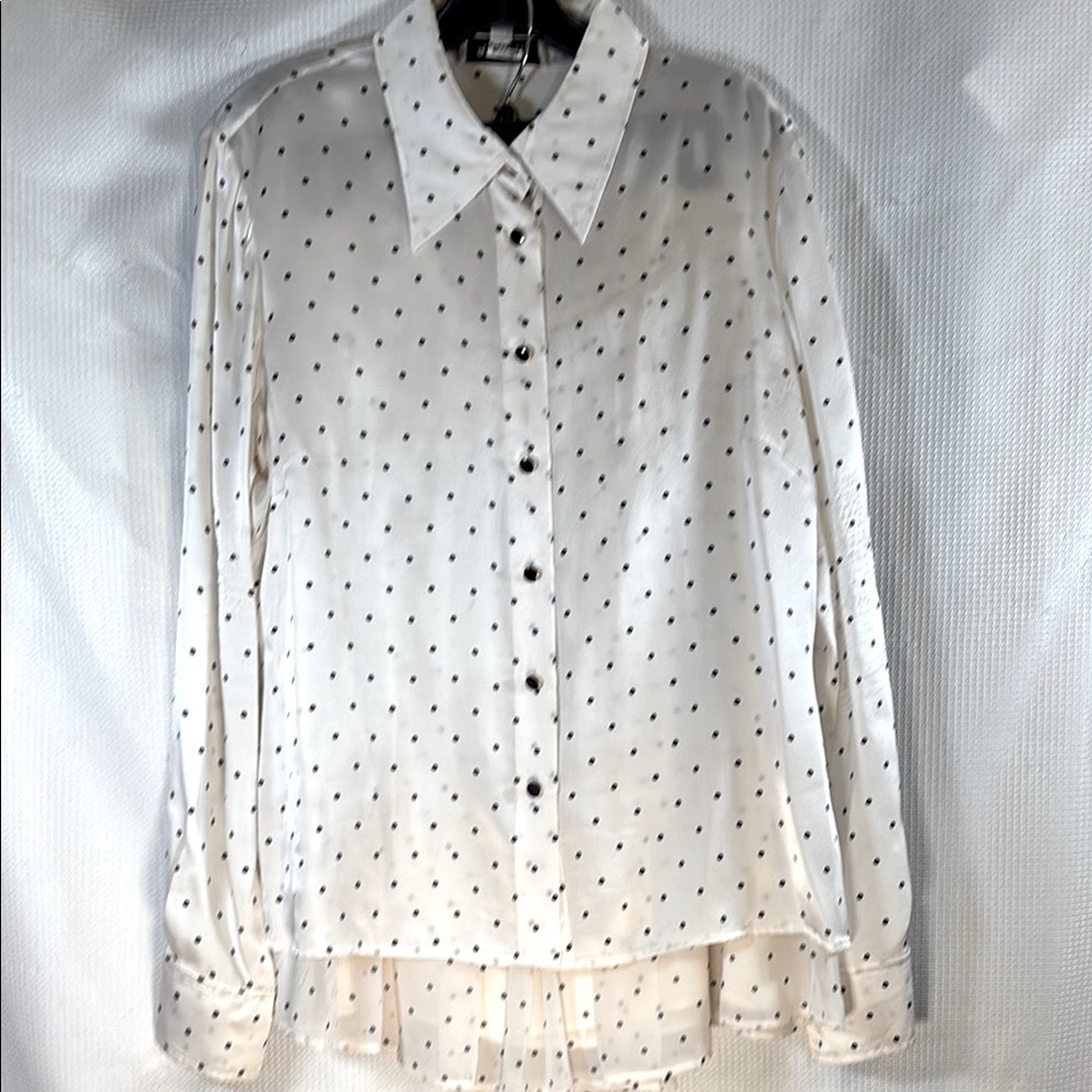 St. John Collection 2 Piece Black/White Polka Dot Blouse and Skirt Set. Size 12.